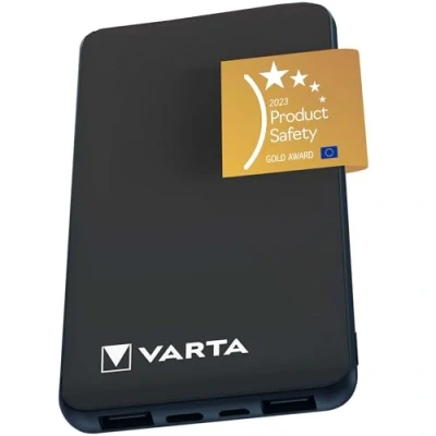 Obrázek VARTA powerbanka 10 000 mAh, Power on Demand se 4 přípojkami (1x Micro USB, 2x USB A, 1x C), kompatibilní s tablety a smartphony, v ekologickém balení