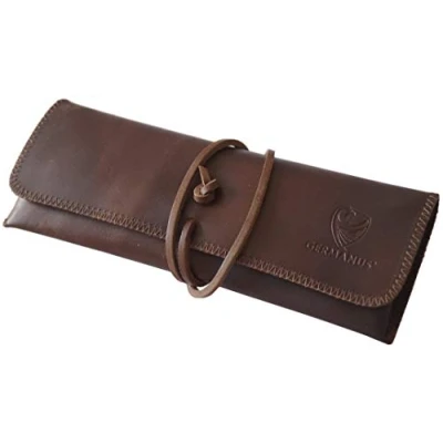 Obrázek GERMANUS Penál Strap, kůže Made in EU, Tmavě hnědá, Sada školních batohů