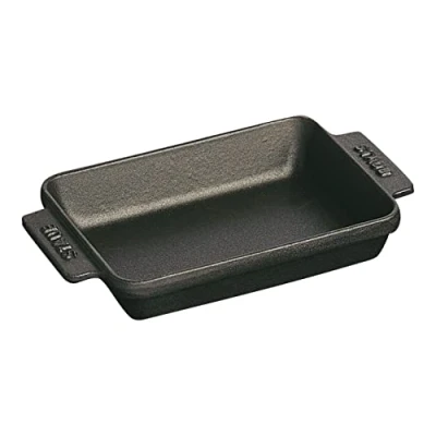 Obrázek STAUB Forma na pečení, obdélníková se 2 rukojeťmi, 15 x 11 cm, 0,25 l, litina, pro všechny typy sporáků, černá