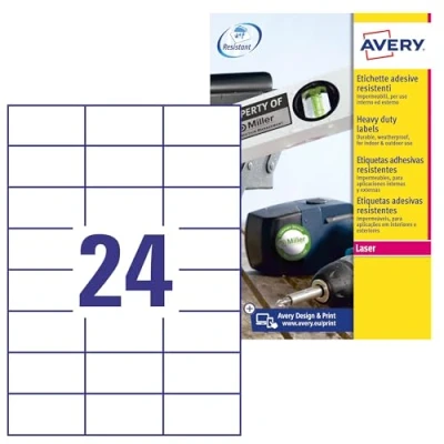Obrázek Avery Zweckform L4718 20 Venkovní pro displej etikety (A4, 480 etikety, odolný proti povětrnostním vlivům, 70 x 37 mm) listů, Bílá