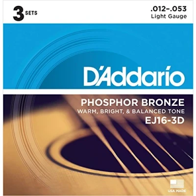 Obrázek D&#039;Addario struny pro westernovou kytaru akustickou EJ16 3D Light, 1253 3 kusy