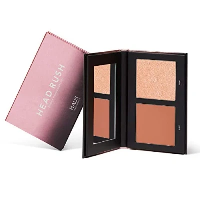 Obrázek HAUS LABORATORIES Od Lady Gaga: HEAD RUSH BLUSH &amp; highlight Duo Matná, stálobarevná tvářenka a zářivý rozjasňovač, různé palety, dávkovatelný lesk, veganský netestovaný na zvířatech 0,38 oz