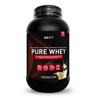 Obrázek Whey Protein Pulver Vanille 2,2kg Premium Molkenproteine für Muskelaufbau Isolate Eiweißpulver Proteinpräparate EAFIT made in France