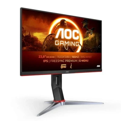 Obrázek AOC Gaming 24G2SP 24palcový FHD monitor, 165 Hz, 1 ms, FreeSync Premium (1920 x 1080, VGA, HDMI, DisplayPort) černá/červená