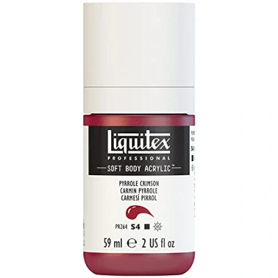 Obrázek Liquitex 1959326 Professional akrylová barva Soft Body umělecká v krémově krycí konzistenci, vysoká pigmentace, světlostálá a odolná proti stárnutí, 59ml láhev pyrrolkarmín