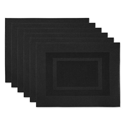 Obrázek DII Woven Indoor Outdoor, Polyvinyl Chloride, Black, Placemat Set, 13x17.25