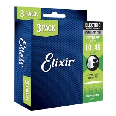 Obrázek Elixir struny poniklované kytarové s povrchovou úpravou OPTIWEB pro elektrické kytary balení 3 ks, světlo 1046
