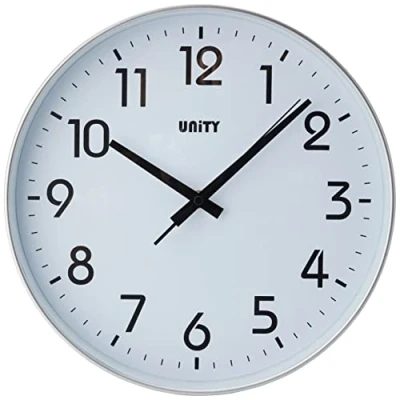 Obrázek Unity Nástěnné hodiny, Fradley, Silent Sweep, moderní, stříbrná, 30 cm