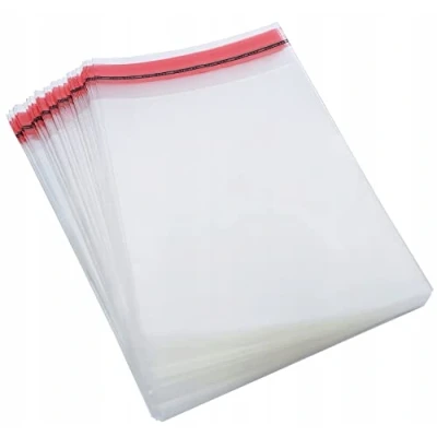 Obrázek OliveBird 100 ks čirých plastových sáčků transparentní A4 DIN A4, 21,5 x 30 cm, průhledné pouzdro s klopou Peel &amp; Seal taštičky, plastové sáčky, celofánové sáčky