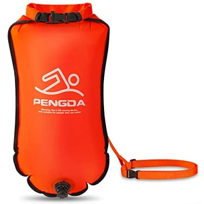 Obrázek PENGDA Plavecká bójka 25 l Vodotěsný suchý vak na plavání Open Water a Triatlon Swimming Buoy, Swim Bubble pro kajakisty kajaku triatlety volné vodě, surfaři, plavání, plavba lodí (oranžová)