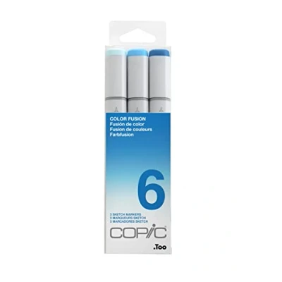 Obrázek COPIC Sketch Marker Set &quot;Color Fusion 6&quot;, 3 Farben, professionellee Pinsel mit einer flexiblen und mittelbreiten Spitze
