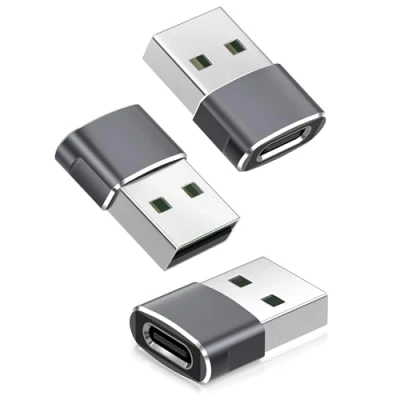 Obrázek Basesailor USB zu C Adapter 3 Pack,Typ Buchse A Stecker Ladegerät Netzteil für iPhone 16 15 14 Pro Max,iPad 10 11 Mini 6 Air,Apple Watch 8 9 S10,Samsung Galaxy S24 A54 Plus Ultra,Carplay