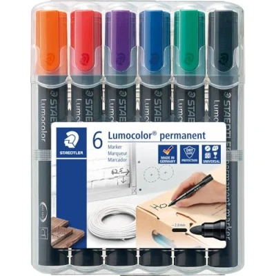 Obrázek Staedtler 352 WP6 permanentní popisovač Lumocolor, doplňovací, kulatý hrot, krabička v 6 barvách