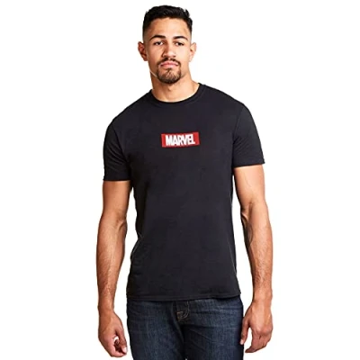 Obrázek Marvel Pánské tričko s logem Box Boxové logo. xl černá (černá, černá).