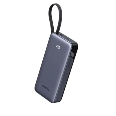Obrázek UGREEN Powerbanka, 20 000 mAh, 45 W, rychlé nabíjení s integrovaným kabelem USB C a obousměrným 45W PD, externí baterie mobilního telefonu kompatibilní Galaxy S25, iPhone 16/15 řadou, iPad