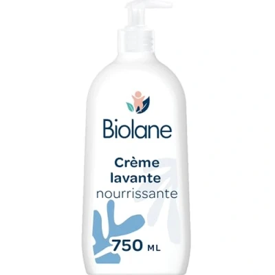 Obrázek BIOLANE Pečující mycí krém jemný sprchový gel bez mýdla pro miminka tělo a vlasy citlivá pokožka lahvička s pumpičkou 750 ml