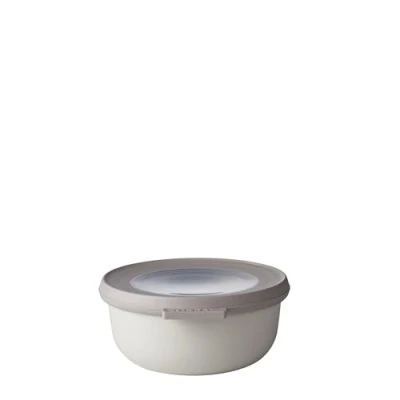 Obrázek Mepal Multi Bowl Cirqula Round dóza na zásoby s víkem vhodný jako vzduchotěsný úložný box do ledničky, nádobí mikrovlnné trouby a dózy uchovávání potravin 350 ml Nordic White