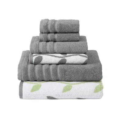 Obrázek Amrapur Overseas Modern Threads Handtuch Set, 6 teilig, gefärbt, Bio Ranken, Jacquard/solide, ultraweich, 500 g/m², 100% gekämmte Baumwolle, Aschgrau