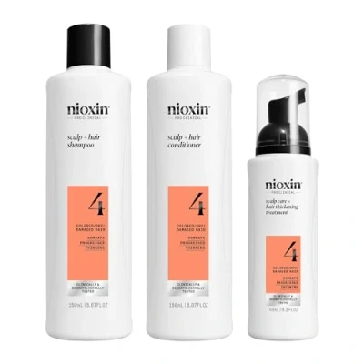 Obrázek Nioxin Scalp + Hair Kit System 4 Péče o vlasy pro poškozené, viditelně se ztenčující šampon, kondicionér &amp; Treatment (150+150+40 ml)