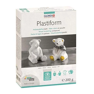 Obrázek GLOREX 6 8071 00 Plastová modelovací moučka slonová kost, ze smrkového dřeva, box 200 g, na vzduchu schnoucí hmota, lehká jako dřevo