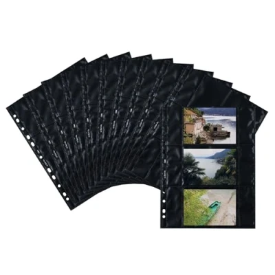 Obrázek HERMA 7784 fotoobaly na pořadače, 10 kusů, 9 x 13 cm šířku, 3 přihrádky dělené, oboustranně osaditelné fotofánové obaly fotografie pohlednice prospekty s