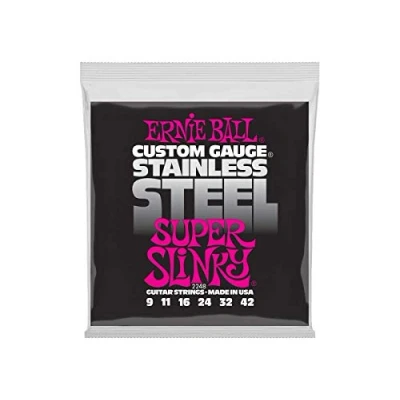 Obrázek Ernie Ball Super Slinky Stainless Steel Wound struny na elektrickou kytaru, tloušťka 9 42