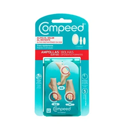 Obrázek Compeed Náplast na bubliny Mixpack hydrokoloidní náplasti v různých velikostech proti puchýřům patách, prstech a pro malé puchýře, 5 náplastí