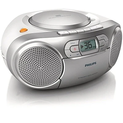 Obrázek Philips AZ127/12 CD Soundmachine, přehrávač přenosný (UKW Radio, CD, kazetový kryt, Dynamic Bass Boost, audio vstup) stříbrný