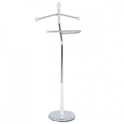 Obrázek Němý sluha, výška 118 cm, masiv kaučukovník, bílý lak, kov chrom, nos. 5 kg 82646 WT