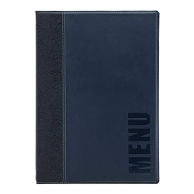 Obrázek SECURIT Trendy kožený vzhled A4 menu, vč. 1 dvojité vložky pro menu (na 4 strany A4), modrá