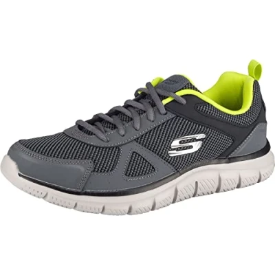 Obrázek Skechers Pánské tenisky Track Bucolo, Charcoal Black Leather Mesh Lime Trim
