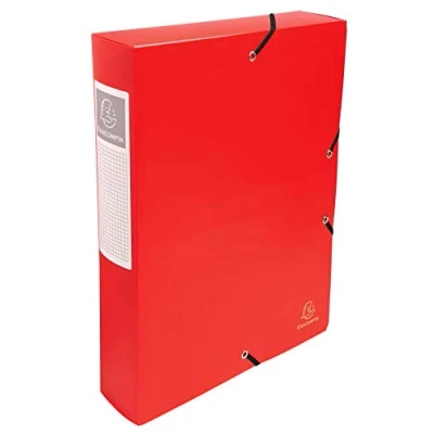 Obrázek Exacompta 59885E Archivbox Exabox z PP se etiketou 700µ, zadní strana 60 mm neprůhledná, DIN A4, červená
