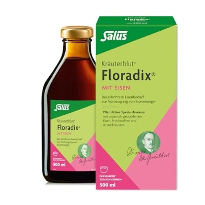Obrázek Salus Bylinná krev Floradix se železem 1x 500 ml Speciální rostlinné tonikum s organicky vázaným železem, ovocnými šťávami a léčivými bylinkami pro plné zásoby železa místo nedostatku