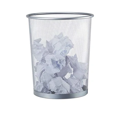 Obrázek Relaxdays Kovový odpadkový koš, velký koš do kanceláře, kulatý 20 litrů, drát, 30 cm Ø, 35 vysoký, stříbrný