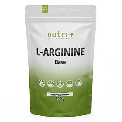 Obrázek Nutri + L arginin báze prášek 500 g ve vysokých dávkách veganský rostlinný díky fermentaci čistý argininový bez přísady prémiová kvalita