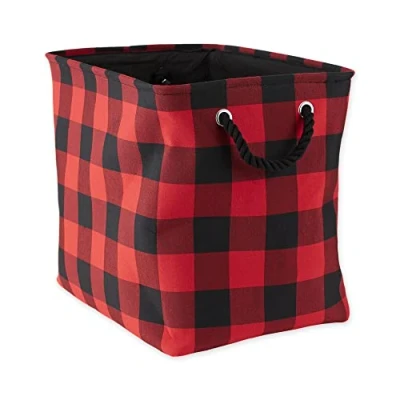 Obrázek DII Aufbewahrungskorb aus Polyester mit robusten Baumwollgriffen, Aufbewahrungslösung für Büro, Schlafzimmer, Schrank, Spielzeug, Wäsche, groß, rot und schwarz, CAMZ10462
