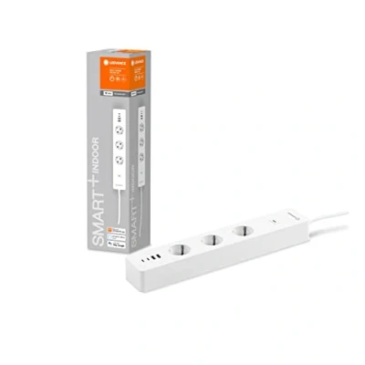 Obrázek LEDVANCE Chytrá zásuvka s Wi Fi technologií, trojitá zásuvková lišta ochranou proti přetížení a přepěťovou včetně USB přípojek, ovládání přes WiFi aplikaci, Alexa Google