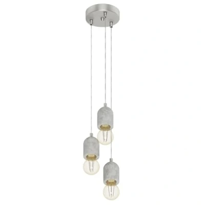 Obrázek EGLO závěsné svítidlo Silvares, závěsná lampa se 3 žárovkami, vintage, industriální, z oceli a betonu v šedé barvě, na jídelní stůl, do obývacího pokoje s objímkou