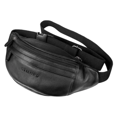 Obrázek STILORD &#039;Terry&#039; taška na břicho kožená vintage ledvinka pro muže dámy Belt Bag jogging festival dovolenou mobil opasek pravá kůže, černá