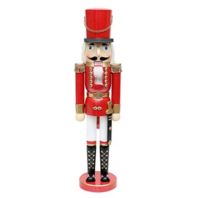 Obrázek Dekohelden24 521169R krásný louskáček voják, v červené metalické, klasický, cca 50 cm