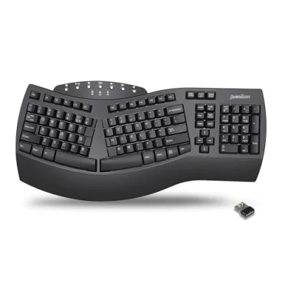 Obrázek Perixx PERIBOARD 612 Wireless Ergonomic Split Keyboard with Dual Mode 2.4G and Bluetooth Feature, Compatible Windows 10 Mac OS X System, Black, QWERTY US Layout