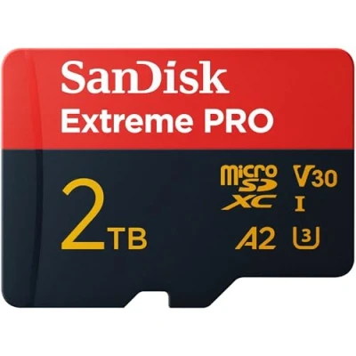 Obrázek SanDisk Extreme PRO microSDXC UHS I Speicherkarte 2TB + SD Adapter &amp; RescuePRO Deluxe (Für Smartphones, Actionkameras oder Drohnen, Übertragung bis zu 250 MB/s, 5K, 4K UHD, A2, Class 10, U3, V30)