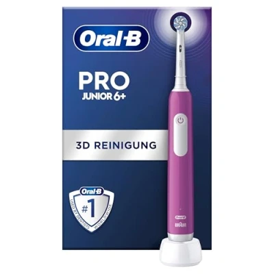 Obrázek Oral B elektrický zubní kartáček pro Junior / děti od 6 let, tlakový senzor, 3 režimy čištění vč. citlivé na péči o zuby, měkké štětiny a časovač, Designed by Braun,
