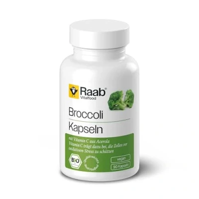 Obrázek Raab Vitalfood Bio brokolicové kapsle, veganské, bez lepku s vitamínem C z Acerola, 45 g, 90 kusů