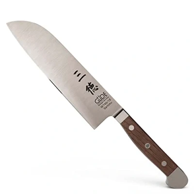 Obrázek GÜDE Solingen Santoku nůž kovaný, 18 cm, ořechové dřevo, ALPHA WALNUSS, dvojitá hlava, ruční výroba Germany