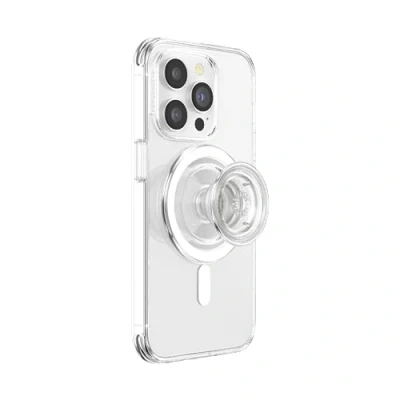 Obrázek PopSockets Kulatá rukojeť telefonu kompatibilní s MagSafe, kroužek adaptéru je součástí dodávky, držák telefonu, bezdrátové nabíjení Clear
