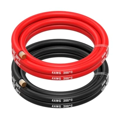 Obrázek MMOBIEL 4 AWG silikonový kabel pro elektroniku gauge (21,2 mm²) Pocínovaný měděný 2 oddělené kabely červený a černý Každý 1,5 m / 5 stop chladničky, klimatizace, autobaterie, svářecí