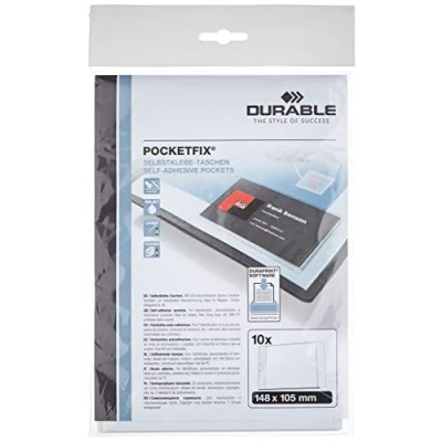 Obrázek Durable Samolepicí taška Pocketfix, 148 x 105 mm (vnitřní rozměr), 10 kusů, transparentní, 807619