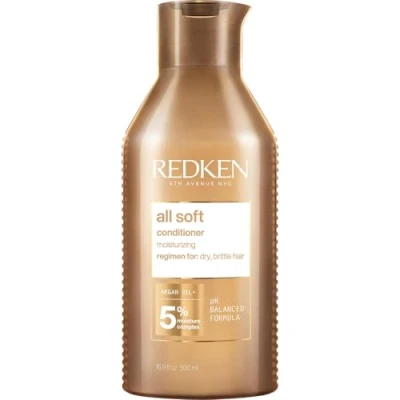 Obrázek Redken Oplachování pro suché a lámavé vlasy, oživuje hydratuje, s mastnými kyselinami, antioxidanty arganovým olejem, All Soft Conditioner, 1 x 500 ml