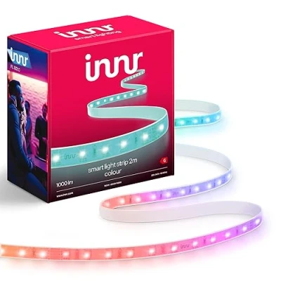 Obrázek innr Zigbee LED pásek 2 m, funguje s Hue* a Alexa (nutná bridge), bílá barevná, lišta, pásek, Lightstrip teplá až studená (1800K 6500K), 1000 lm